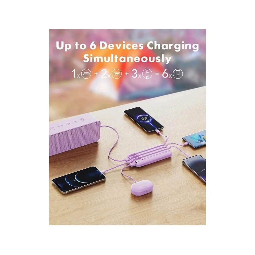 Portable Charger with Built in Cables, 10000mAh Slim Power Bank, 15W USB C in...
